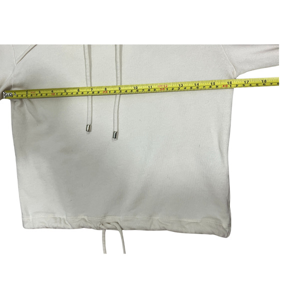 INC Earth Pullover Shirt Womens XS Cream Fleece Sporty Cutout Cropped Hoodie - Picture 7 of 8